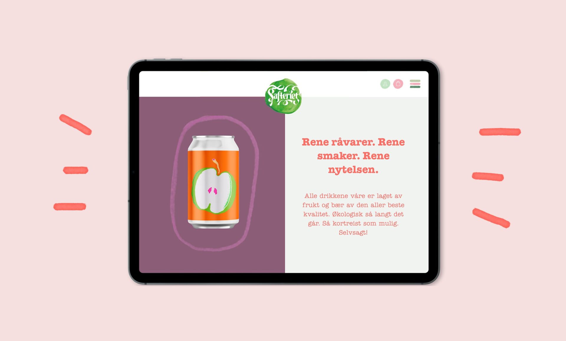 Illustrasjonsbilde som viser nettsiden til safteriet på et nettbrett