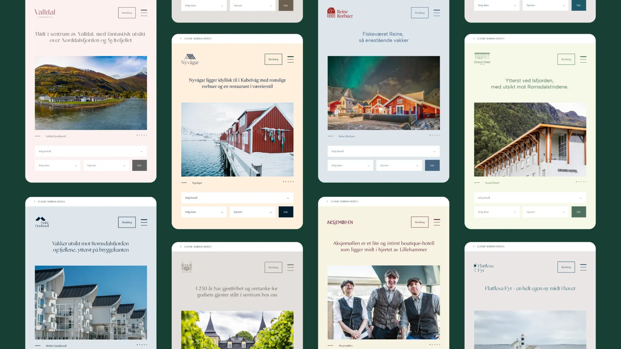 Classic norway hotel skjermbilder som illustrerer mobilskjermer
