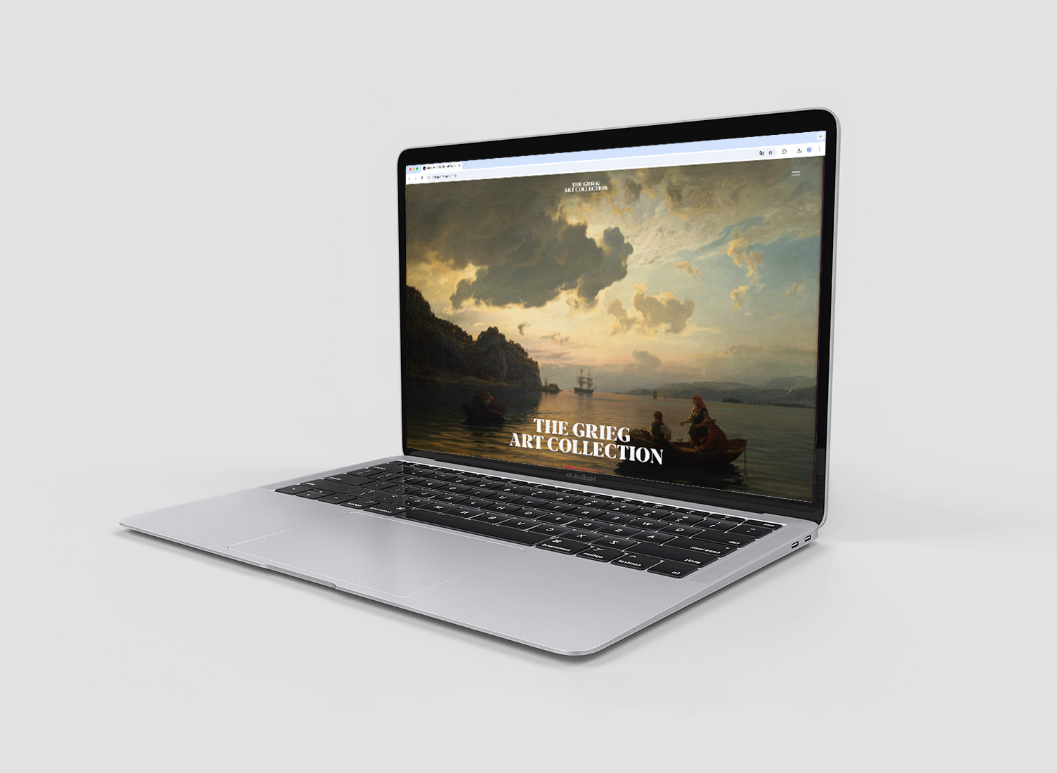Illustrasjonsbilde som viser nettsiden til The Grieg Art Collection på en bærbar PC