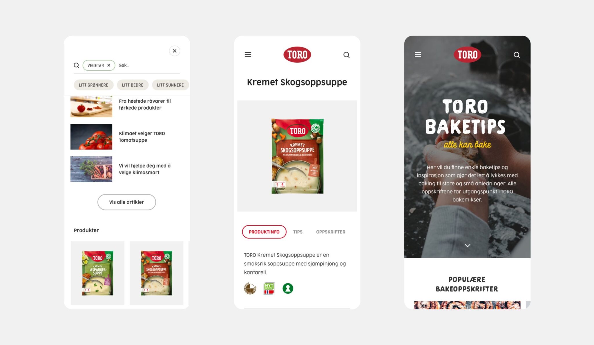 Toro mobil skjermbilder