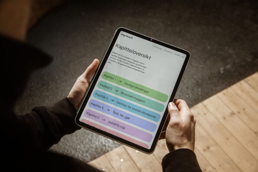 Illustrasjonsbilde som viser skjermbilde av Ung face it nettsiden på nettbrett
