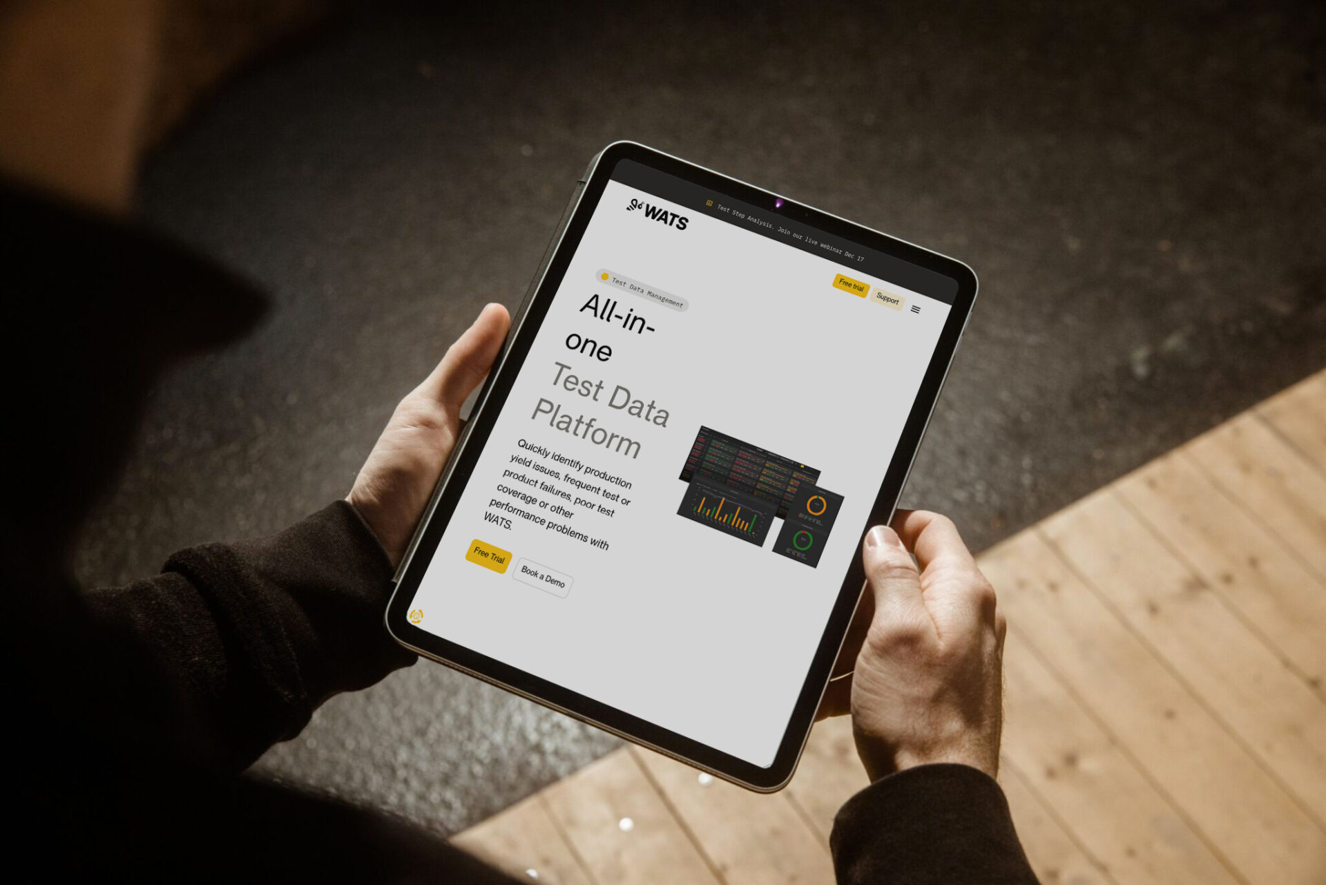 Illustrasjonsbilde av Wats sine netsider på nettbrett