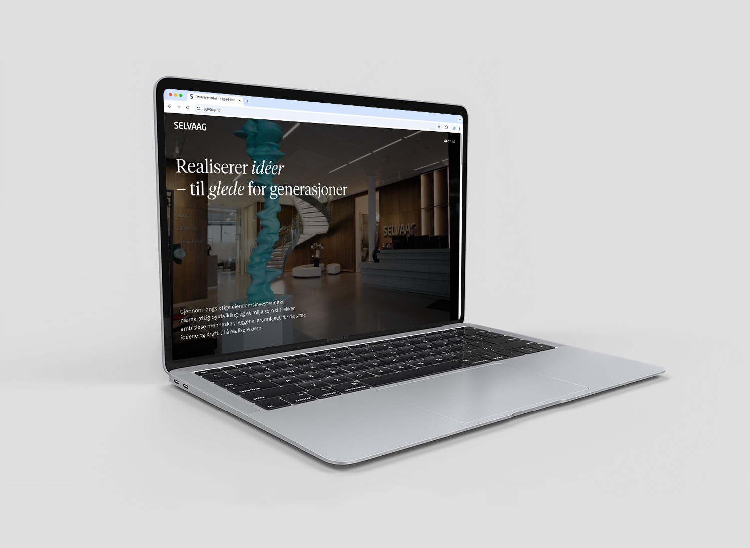 Illustrasjonsbilde av nettsiden til Selvaag på bærbar PC